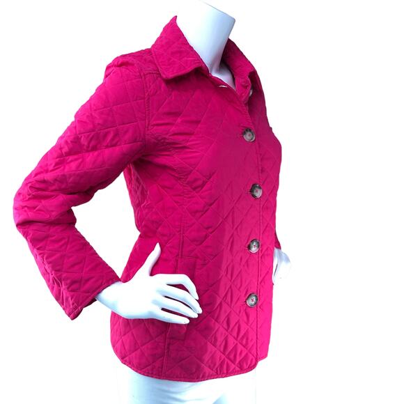 Chicos Womens Size 0 US 4/6 Jacket Quilted Button Up Collared Long Sleeve Pink - Picture 10 of 16
